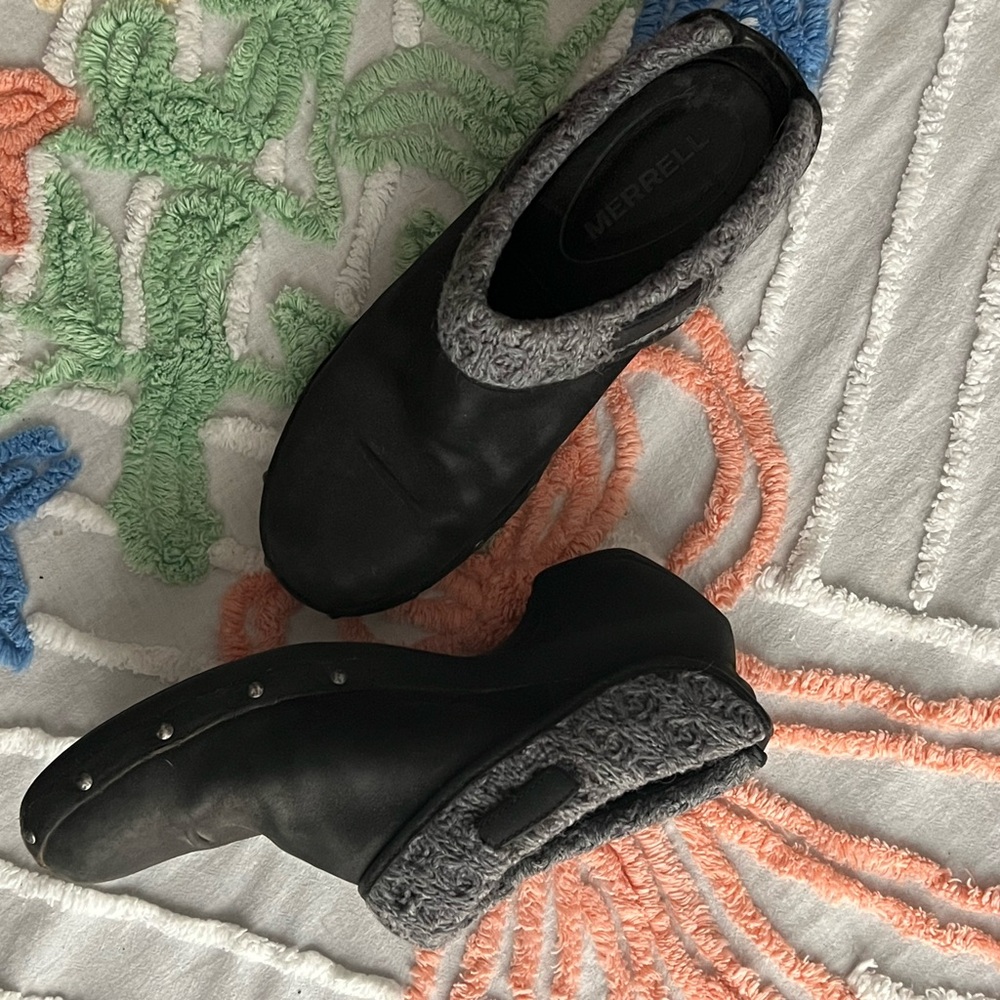 Merrell Luxe Studded Women's Black and Gray Wool Mules Clog